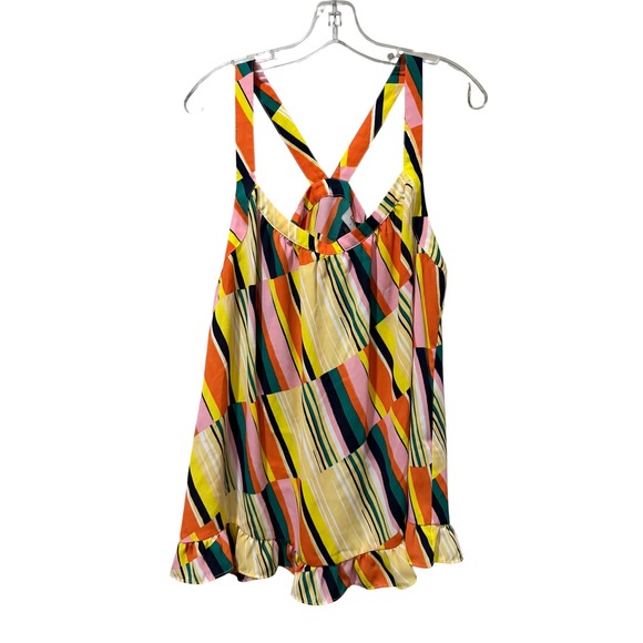 CAbi Tops - Cabi Large Stripe Print Ruffle Hem Camisole Tank Top Multicolor 5979 B14